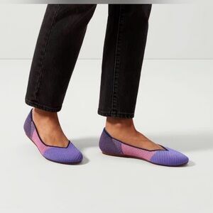 Rothy's Limited Edition Pink Metallic Colorblock Knit The Flat